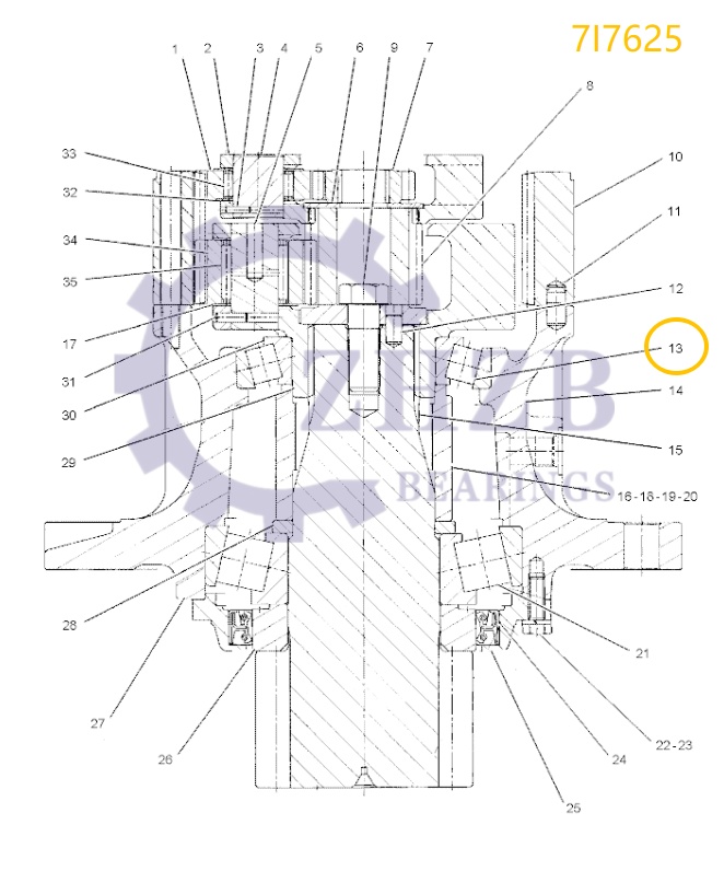 ZHZB Excavator Swing Bearing 7I7625